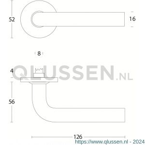 Intersteel Living 0566 deurkruk recht diameter 16 mm slank op rozet plat zonder veer RVS 0035.056602