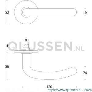 Intersteel Living 0568 deurkruk Sabel-slank diameter 16 mm op rozet plat zonder veer RVS 0035.056802