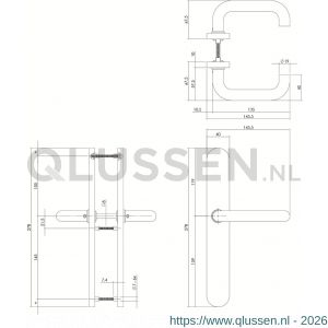 Intersteel Living 0579 deurkruk Rond diameter 19 mm op XL-schild verdekt 278x40x10 blind dubbelgeveerd RVS 0035.057911