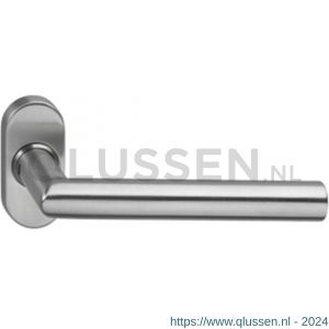 Intersteel Living 0584 gatdeel deurkruk recht Hoek 90 graden op rozet ovaal met veer RVS 0035.058402A