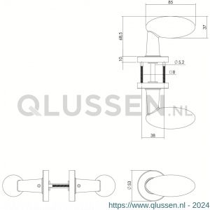 Intersteel Living 0613 deurkruk Golfclub op rozet met ring met veer RVS 0035.061302