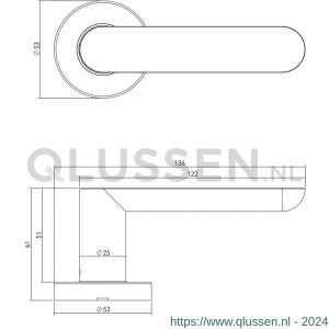 Intersteel Living 0643 deurkruk Massief strak-elegant op rozet met ring met veer RVS 0035.064302