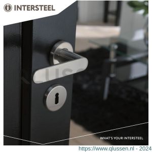 Intersteel Living 0643 deurkruk Massief strak-elegant op rozet met ring met veer RVS 0035.064302