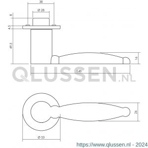 Intersteel Exclusives 0728 deurkruk Moors nummer 4 met ronde rozet diameter 52x5 mm geveerd RVS 0035.072802V