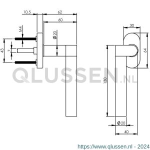 Intersteel Exclusives 0730 raamkruk links Munnikhof Dock Solid met ovale rozet RVS 0035.073095B