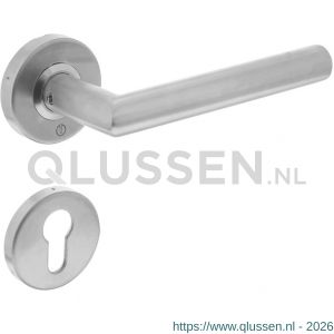 Intersteel Essentials 0763 deurkruk recht Hoek 90 graden brandvertragend 9 mm op rozet met nok 7 mm RVS met profielcilinder plaatje 0035.076305