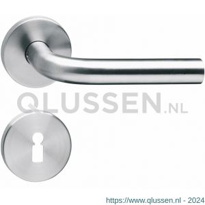 Intersteel Living 1010 deurkruk recht op rond rozet met sleutelgat plaatje RVS 0035.101003