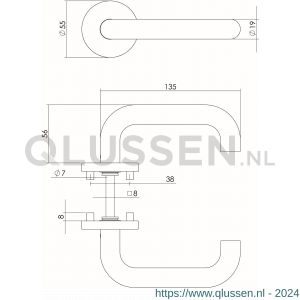 Intersteel Essentials 1011 deurkruk Rond op geveerde kunststof rozet met nokken diameter 55x8 mm RVS EN1906/3 0035.101102