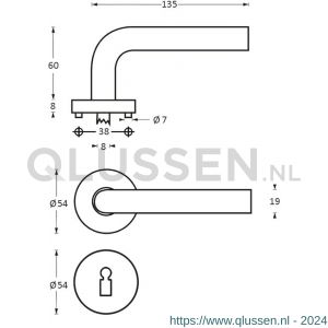 Intersteel Living 1011 deurkruk Rond op rond rozet met sleutelgat plaatje RVS 0035.101103