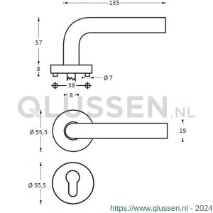 Intersteel Living 1011 deurkruk Rond op rond rozet met profielcilindergat plaatje RVS 0035.101105