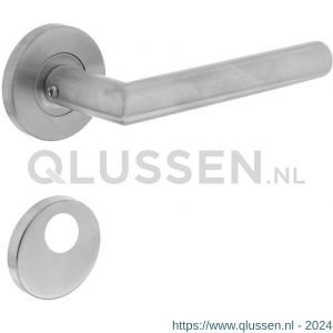 Intersteel 1012 deurkruk Hoek 90 graden op rozet met rondcilinder plaatje neutraal RVS 0035.101206