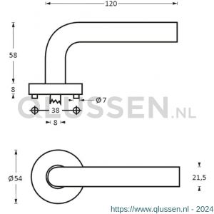 Intersteel Essentials 1013 deurkruk Jupiter op geveerde kunststof rozet met nokken diameter 55x8 mm RVS EN1906/3 0035.101302