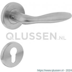 Intersteel Living 1013 deurkruk Jupiter op rond rozet met profielcilindergat plaatje RVS 0035.101305