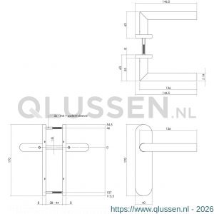 Intersteel Essentials 1225 deurkruk Hoek 90 graden basic op ovaal schild verdekt 170x40 mm blind RVS geborsteld 0035.122511
