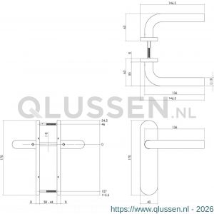 Intersteel Essentials 1226 deurkruk Recht basic op ovaal schild verdekt 170x40 mm blind RVS geborsteld 0035.122611