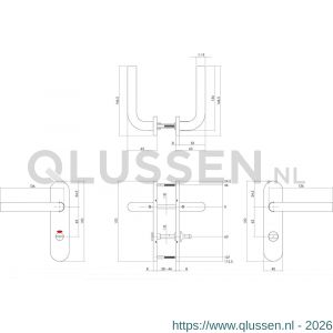 Intersteel Essentials 1226 deurkruk Recht basic op ovaal schild verdekt 170x40 mm WC 63/8 mm RVS geborsteld 0035.122665