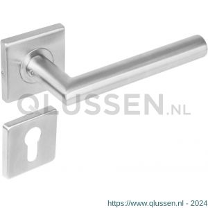 Intersteel Living 1242 deurkruk rechte Hoek 90 graden op rozet vierkant met profielcilindergat plaatje RVS 0035.124205