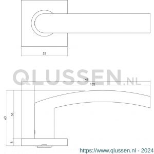 Intersteel Essentials 1248 deurkruk Blok op rozet vierkant dubbel geveerd RVS 0035.124802