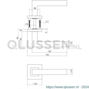 Intersteel Essentials 1249 deurkruk Vierkant op rozet vierkant dubbel geveerd RVS 0035.124902