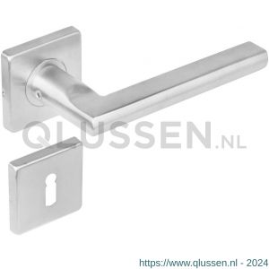 Intersteel Living 1252 deurkruk Hoek 90 graden plat op rozet vierkant met sleutelplaatje RVS 0035.125203