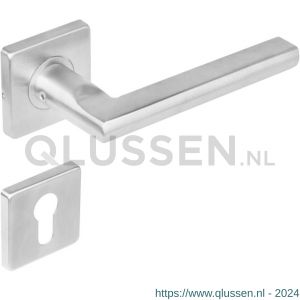 Intersteel Essentials 1252 deurkruk Hoek 90 graden plat RVS met PC op rozet vierkant dubbel geveerd 0035.125205