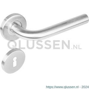 Intersteel Living 1270 deurkruk Recht op rond rozet staal met 7 mm nok met sleutelgat plaatje RVS 0035.127003