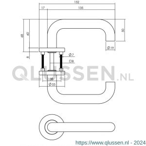 Intersteel Essentials 1271 deurkruk Rond op geveerde stalen rozet met nokken diameter 53x8 mm RVS EN 1906/4 0035.127102