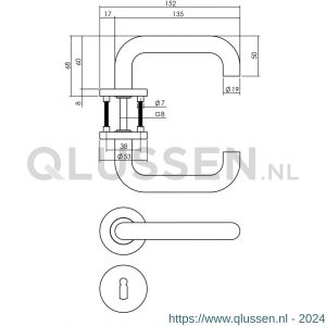 Intersteel Living 1271 deurkruk Rond op rond rozet staal met 7 mm nok met sleutelgat plaatje RVS 0035.127103