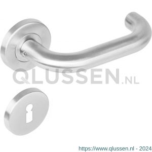 Intersteel Living 1271 deurkruk Rond op rond rozet staal met 7 mm nok met sleutelgat plaatje RVS 0035.127103