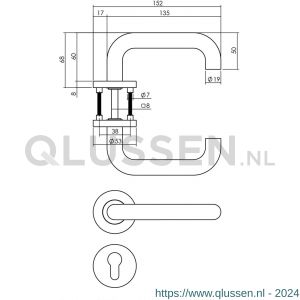 Intersteel Living 1271 deurkruk Rond op rond rozet staal met 7 mm nok met profielcilindergat plaatje RVS 0035.127105