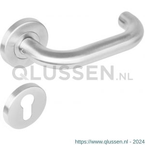 Intersteel Living 1271 deurkruk Rond op rond rozet staal met 7 mm nok met profielcilindergat plaatje RVS 0035.127105