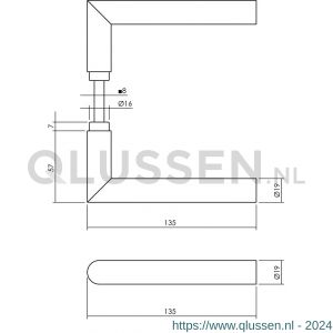 Intersteel 1272 deurkruk rechte Hoek 90 graden RVS 0035.127200