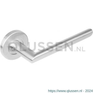 Intersteel Essentials 1273 deurkruk Ovaal Hoek 90 graden op geveerde stalen rozet met nokken diameter 53x8 mm RVS EN 1906/4 0035.127302