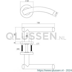 Intersteel Essentials 1274 deurkruk Gebogen op geveerde stalen rozet met nokken diameter 53x8 mm RVS EN 1906/4 0035.127402