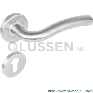 Intersteel Living 1275 deurkruk Lisa op rond rozet staal met 7 mm nok met profielcilindergat plaatje RVS 0035.127505