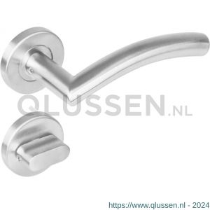 Intersteel Living 1276 deurkruk Lisa 90 graden op rond rozet staal met 7 mm nok met WC 8 mm RVS 0035.127610