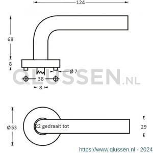 Intersteel Essentials 1279 deurkruk Vlinder op geveerde stalen rozet met nokken diameter 53x8 mm RVS EN 1906/4 0035.127902