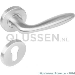 Intersteel Living 1281 deurkruk Jupiter op rond rozet staal met 7 mm nok met profielcilindergat plaatje RVS 0035.128105