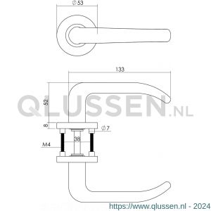 Intersteel Essentials 1282 deurkruk Sabel op geveerde stalen rozet met nokken diameter 53x8 mm RVS EN 1906/4 0035.128202