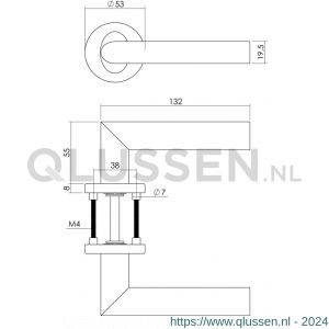 Intersteel Essentials 1283 deurkruk Girona op geveerde stalen rozet met nokken diameter 53x8 mm RVS EN 1906/4 0035.128302