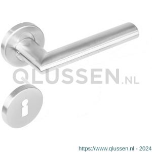 Intersteel Essentials 1283 deurkruk Girona op rond rozet staal met 7 mm nok met sleutelgat plaatje RVS 0035.128303