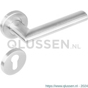 Intersteel Essentials 1283 deurkruk Girona op rond rozet staal met 7 mm nok met profielcilindergat plaatje RVS 0035.128305