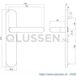 Intersteel Living 1295 deurkruk 1295 Rond op verdekt schild blind met nokken 7 mm RVS EN 1906/4 klein krukgat 0035.129511