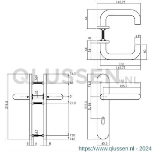 Intersteel Living 1295 deurkruk 1295 Rond op verdekt schild sleutelgat 56 mm met nokken 7 mm RVS EN 1906/4 klein krukgat 0035.129524