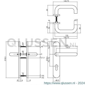 Intersteel Living 1295 deurkruk 1295 Rond op verdekt schild profielcilindergat 72 mm met nokken 7 mm RVS EN 1906/4 klein krukgat 0035.129536