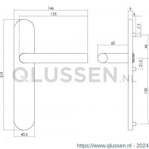 Intersteel Living 1296 deurkruk 1296 Recht op verdekt schild blind met nokken 7 mm RVS EN 1906/4 klein krukgat 0035.129611