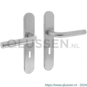 Intersteel Living 1296 deurkruk 1296 Recht op verdekt schild sleutelgat 56 mm met nokken 7 mm RVS EN 1906/4 klein krukgat 0035.129624