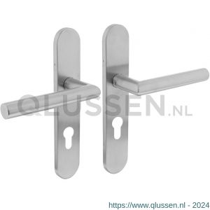 Intersteel Living 1297 deurkruk 1297 Hoek 90 graden op verdekt schild profielcilindergat 72 mm met nokken 7 mm RVS EN 1906/4 klein krukgat 0035.129736