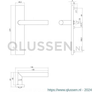 Intersteel Essentials 1307 deurkruk Hoek 90 graden op verdekt schild recht1307 hoek blind met nokken 7 mm RVS EN 1906/4 klein krukgat 0035.130711