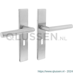 Intersteel Essentials 1307 deurkruk Hoek 90 graden op verdekt schild rechthoek sleutelgat 56 mm met nokken 7 mm RVS EN 1906/4 klein krukgat 0035.130724